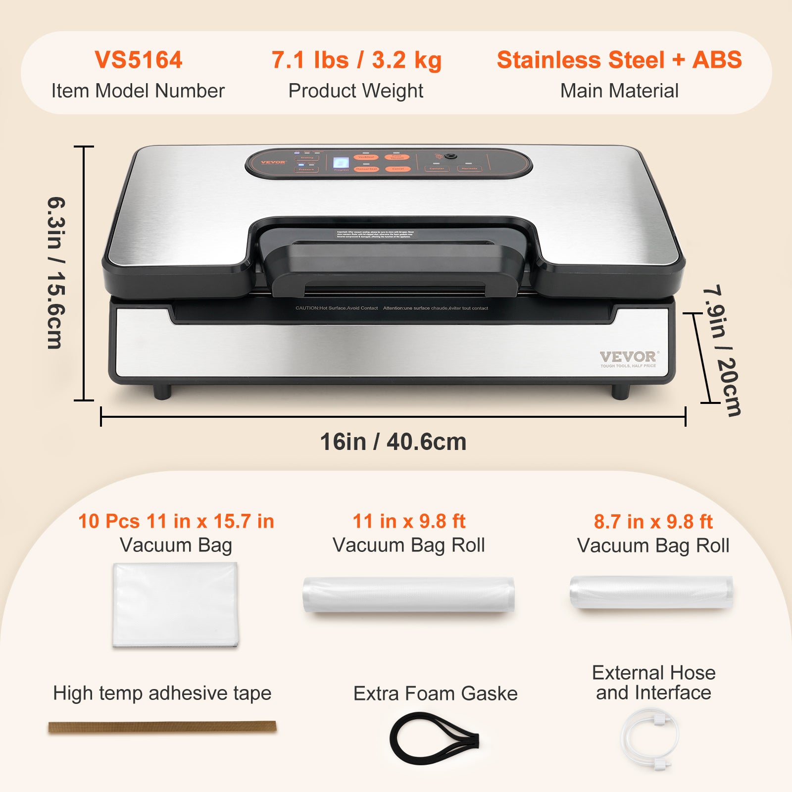 Commercial Vacuum Sealer Machine Multifunction Automatic Food Packaging With Bag Roll Storage  Cutt