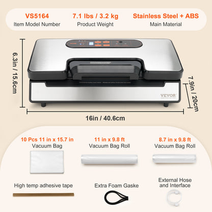 Commercial Vacuum Sealer Machine Multifunction Automatic Food Packaging With Bag Roll Storage  Cutt