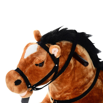 Vintage Rocking Horse Toy Plush Wooden Ride With Sound For Boys  Girls 4