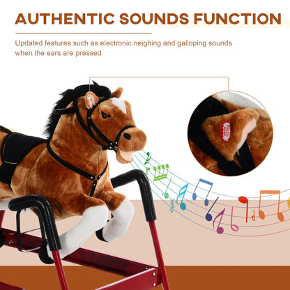 Vintage Rocking Horse Toy Plush Wooden Ride With Sound For Boys  Girls 6
