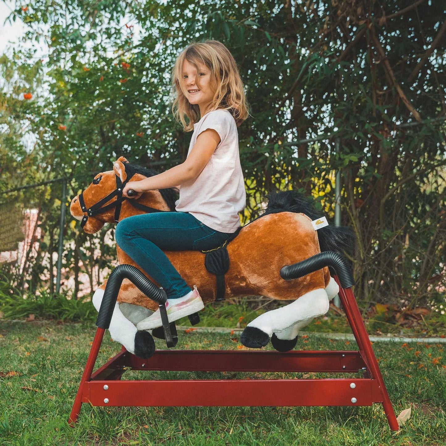 Vintage Rocking Horse Toy Plush Wooden Ride With Sound For Boys  Girls 1
