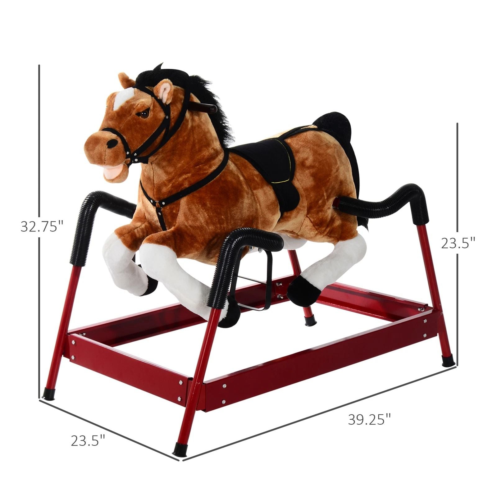 Vintage Rocking Horse Toy Plush Wooden Ride With Sound For Boys  Girls 8