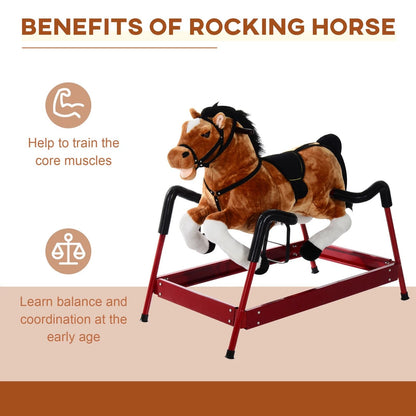Vintage Rocking Horse Toy Plush Wooden Ride With Sound For Boys  Girls 7