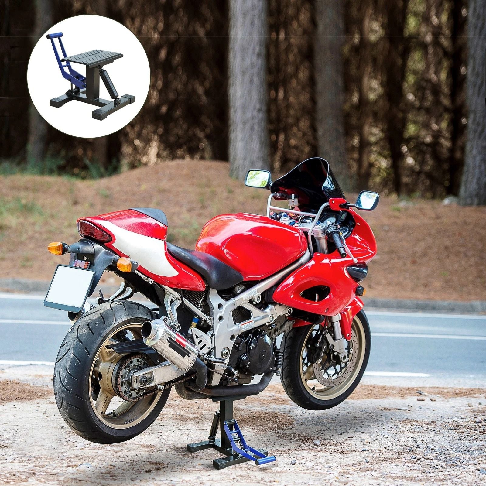HOMCOM Motorcycle Lift Stand  HeavyDuty Adjustable Steel Repair Rack For Motocross  Dirt Bikes 330  1