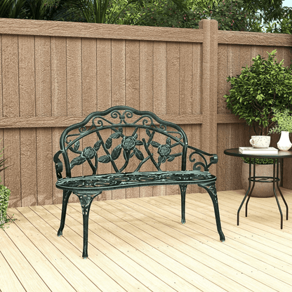 Antique Cast Aluminum Outdoor Patio Garden Bench Rose Design Park Yard Furniture WeatherResistant S