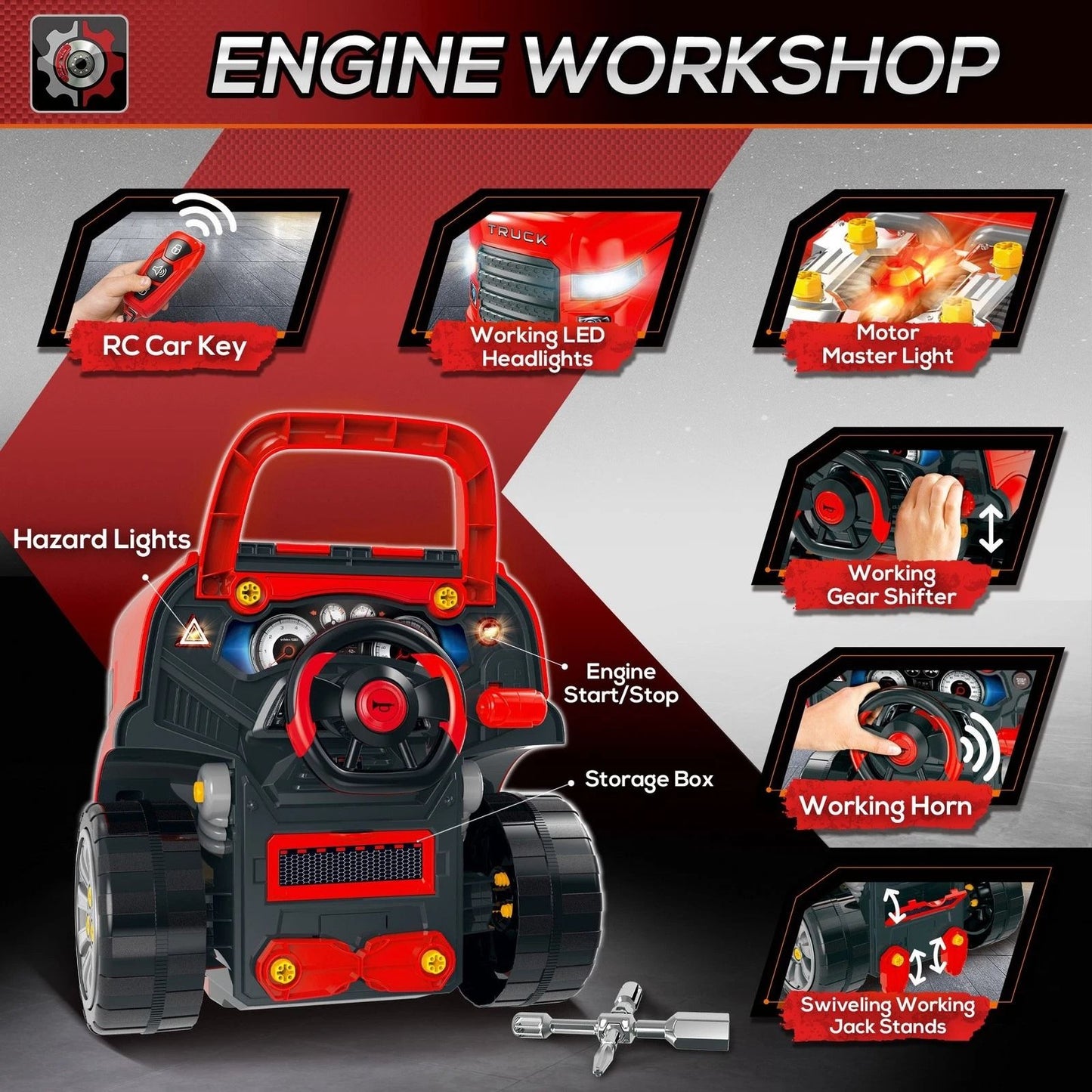 Kids Truck Engine Toy Set Educational Car Maintenance Play For Ages 35 Years 6