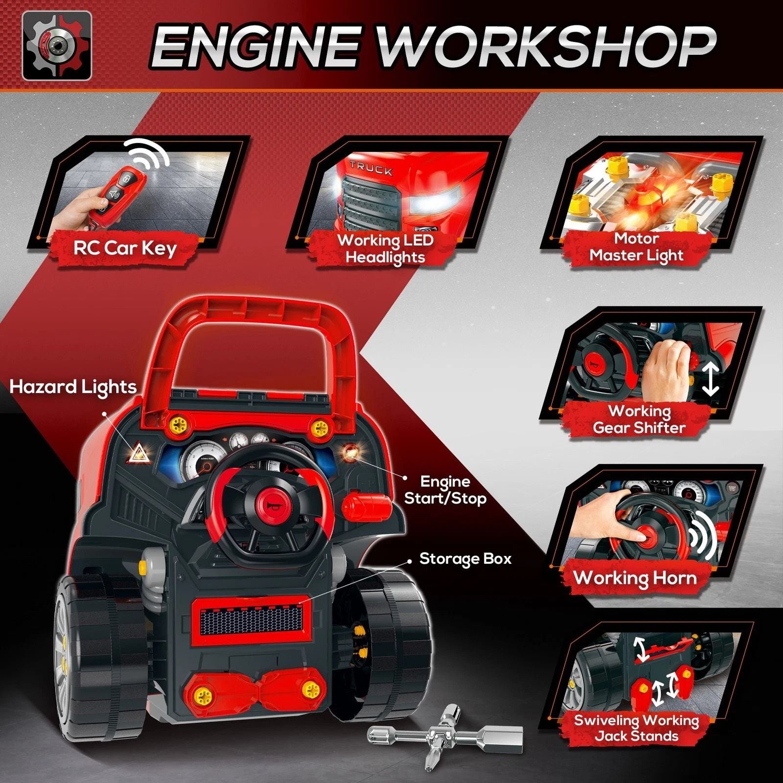 Kids Truck Engine Toy Set Educational Car Maintenance Play For Ages 35 Years 6