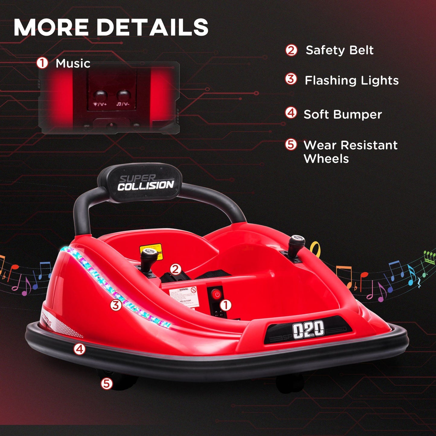 Aosom 12V Kids Bumper Car  360 Spinning RideOn Toy With Parent Remote Control  Safety Belt 4