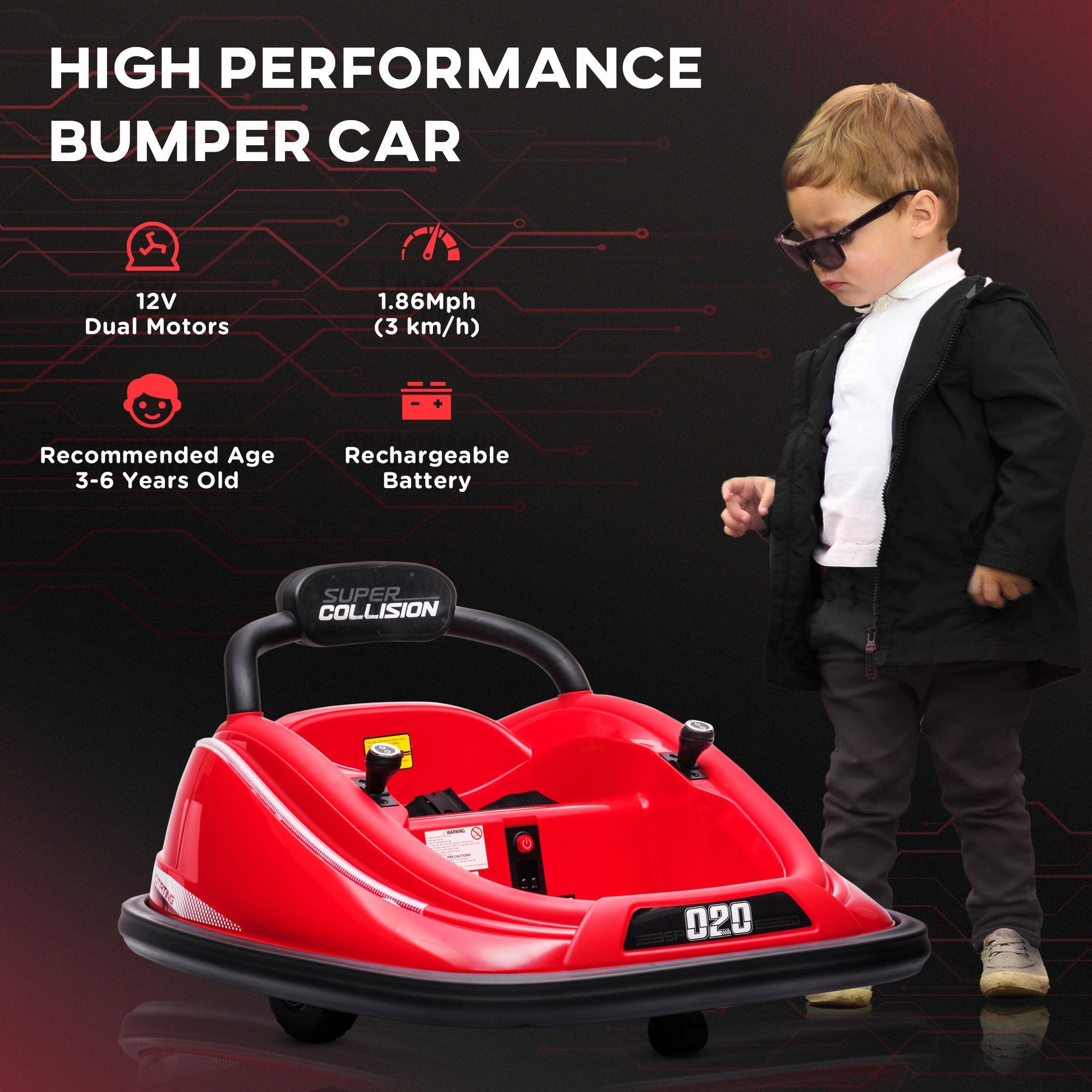 Aosom 12V Kids Bumper Car  360 Spinning RideOn Toy With Parent Remote Control  Safety Belt 5