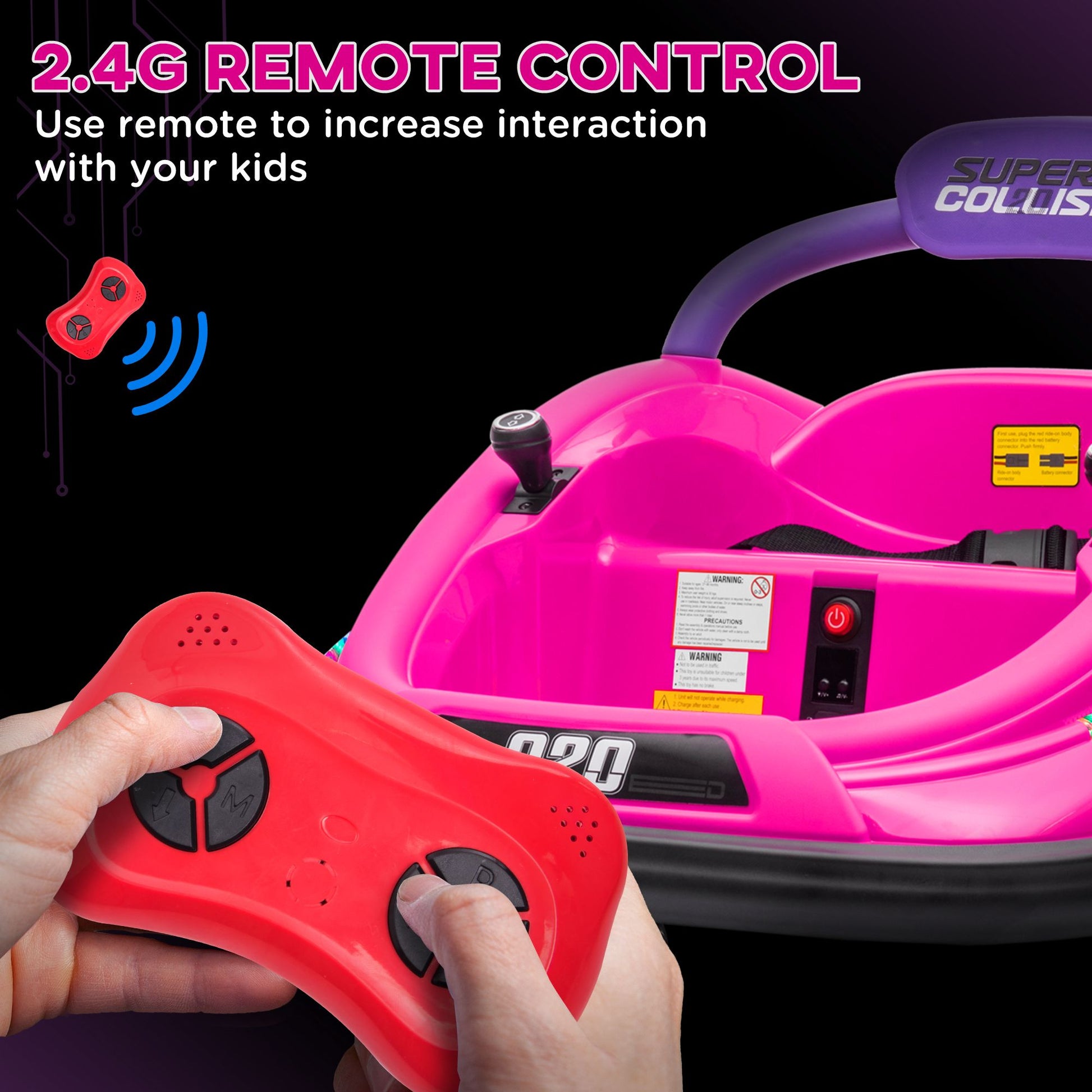 Aosom 12V Kids Bumper Car  360 Spinning RideOn Toy With Parent Remote Control  Safety Belt 14