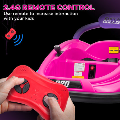 Aosom 12V Kids Bumper Car  360 Spinning RideOn Toy With Parent Remote Control  Safety Belt 14
