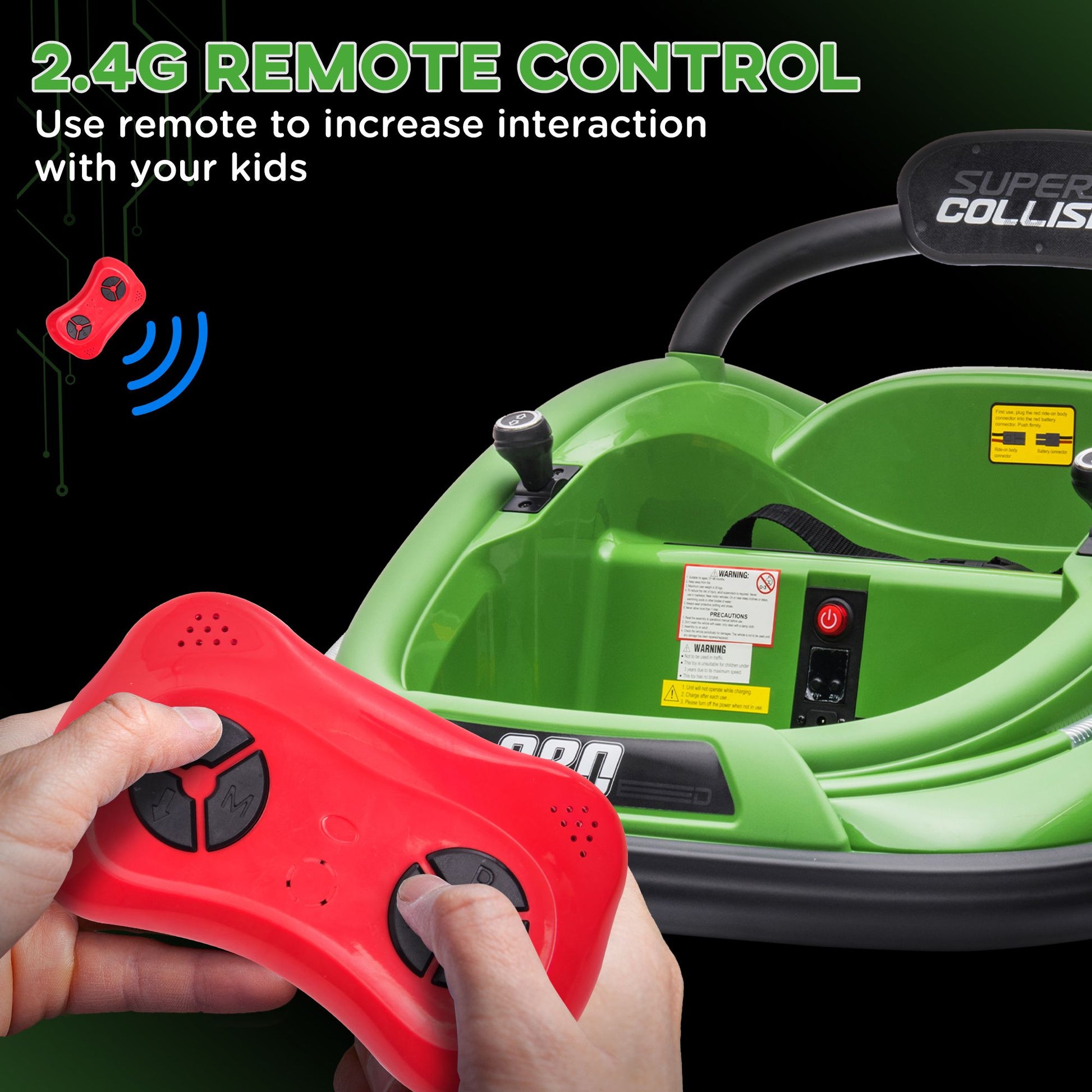 Aosom 12V Kids Bumper Car  360 Spinning RideOn Toy With Parent Remote Control  Safety Belt 9