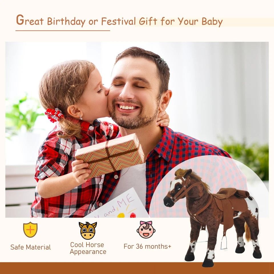 Plush Ride On Horse For Girls  Boys Interactive Toy  Perfect Gift 5