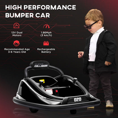 Aosom 12V Kids Bumper Car  360 Spinning RideOn Toy With Parent Remote Control  Safety Belt 24