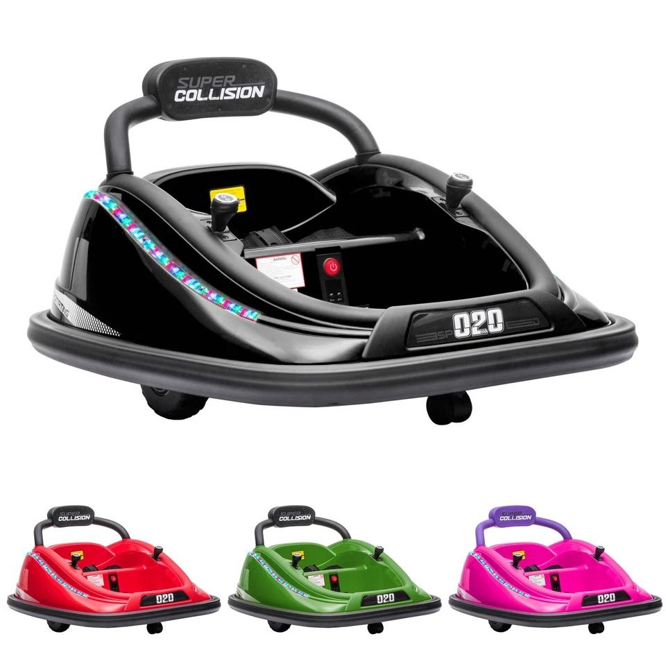 Aosom 12V Kids Bumper Car – 360° Spinning Ride-On Toy with Parent Remote Control & Safety Belt