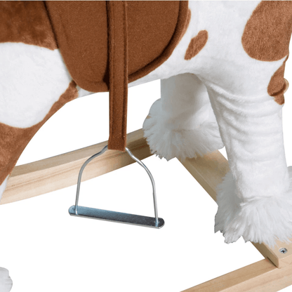 Plush Wood Kids Ride On Rocking Horse Toy Traditional Pony With Neigh Sound Safe  Fun Toddler Gift  4