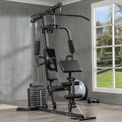 Multifunction Home Gym Equipment Workout Station Weight Stack, Soozier Full Body Strength Training