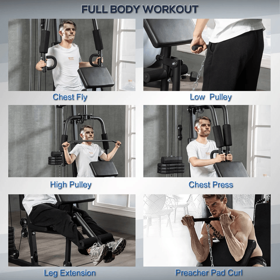 Multifunction Home Gym Equipment Workout Station Weight Stack Soozier Full Body Strength Training 3