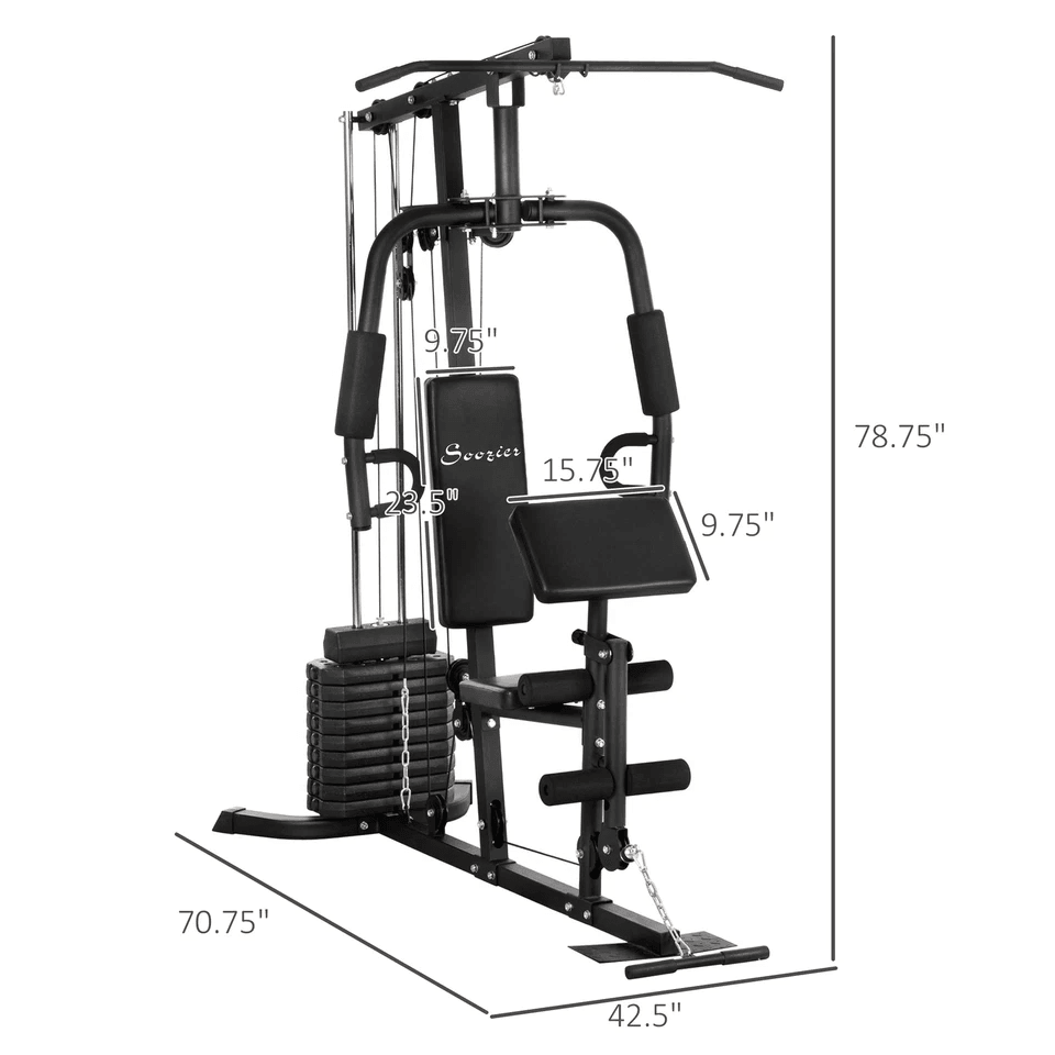 Multifunction Home Gym Equipment Workout Station Weight Stack Soozier Full Body Strength Training 2