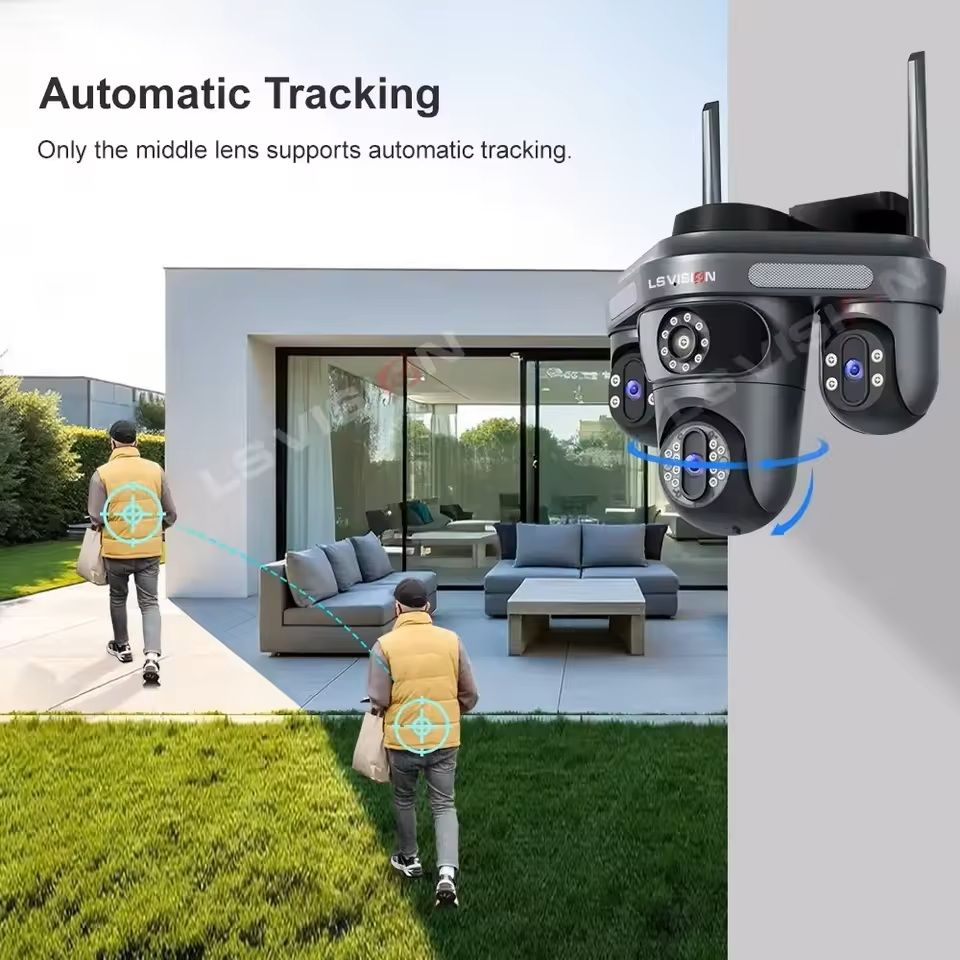 Three Lens Outdoor WiFi Security Camera With Auto Tracking And 2 Way Audio 3