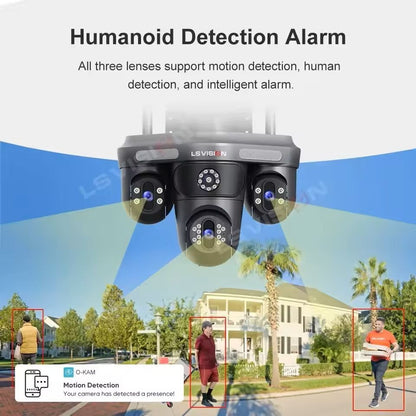 Three Lens Outdoor WiFi Security Camera With Auto Tracking And 2 Way Audio 4