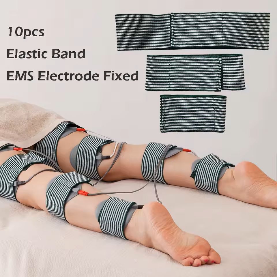 10pcs Conductive Silicone Electrode Pads with Adjustable Fixing Bands