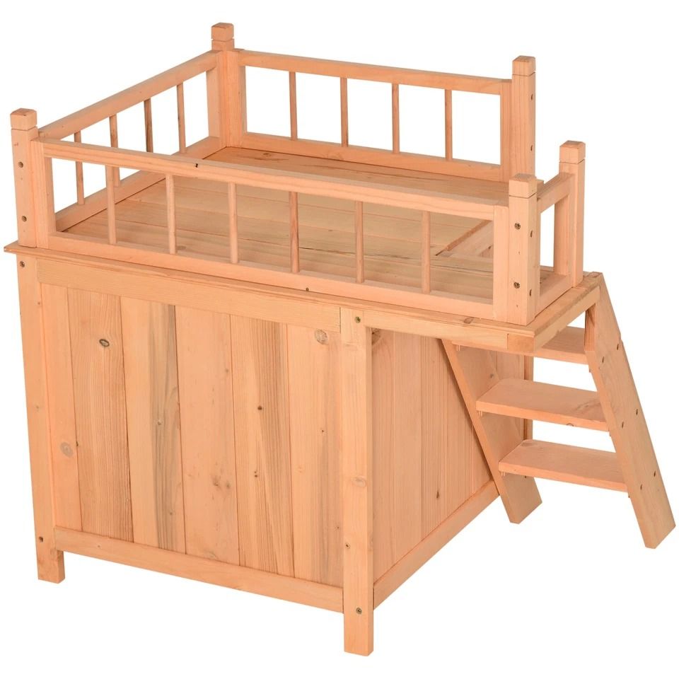 Premium Wooden Pet House For Cats Dogs Weatherproof Outdoor Shelter With Lockable Gate Raised Platf 3