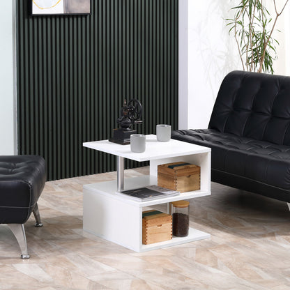 Modern Side End Table With Storage Coffee Table  Shelves For Living Room  Sofa Couch 1