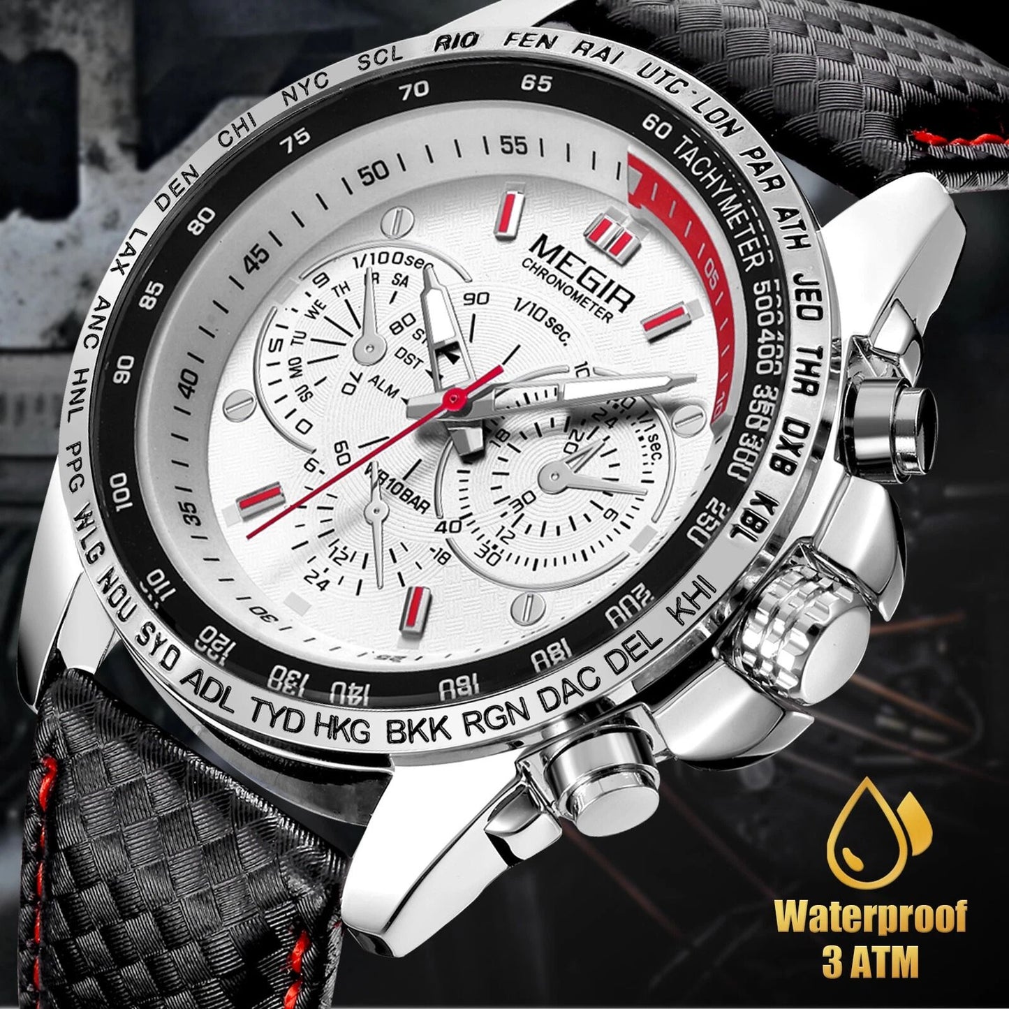 Waterproof Analog Sports Watch For Men MEGIR Military Quartz Wrist Watch With Stainless Steel Band 1