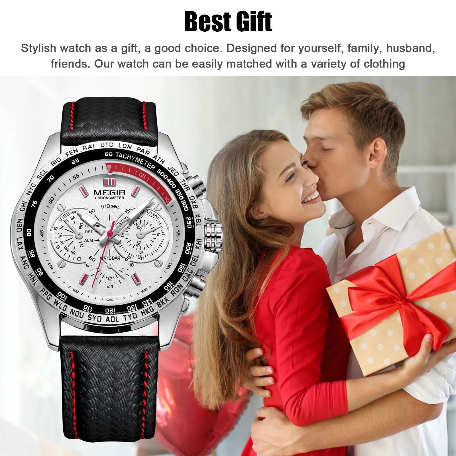 Waterproof Analog Sports Watch For Men MEGIR Military Quartz Wrist Watch With Stainless Steel Band 3
