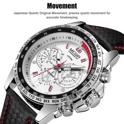 Waterproof Analog Sports Watch For Men MEGIR Military Quartz Wrist Watch With Stainless Steel Band 2