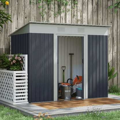 Metal Outdoor Storage Tool Garden Shed with Dual Air Vents for Backyard, Heavy-Duty Weather-Resistant Utility Storage