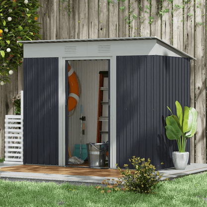 Metal Outdoor Storage Tool Garden Shed With Dual Air Vents For Backyard HeavyDuty WeatherResistant  5