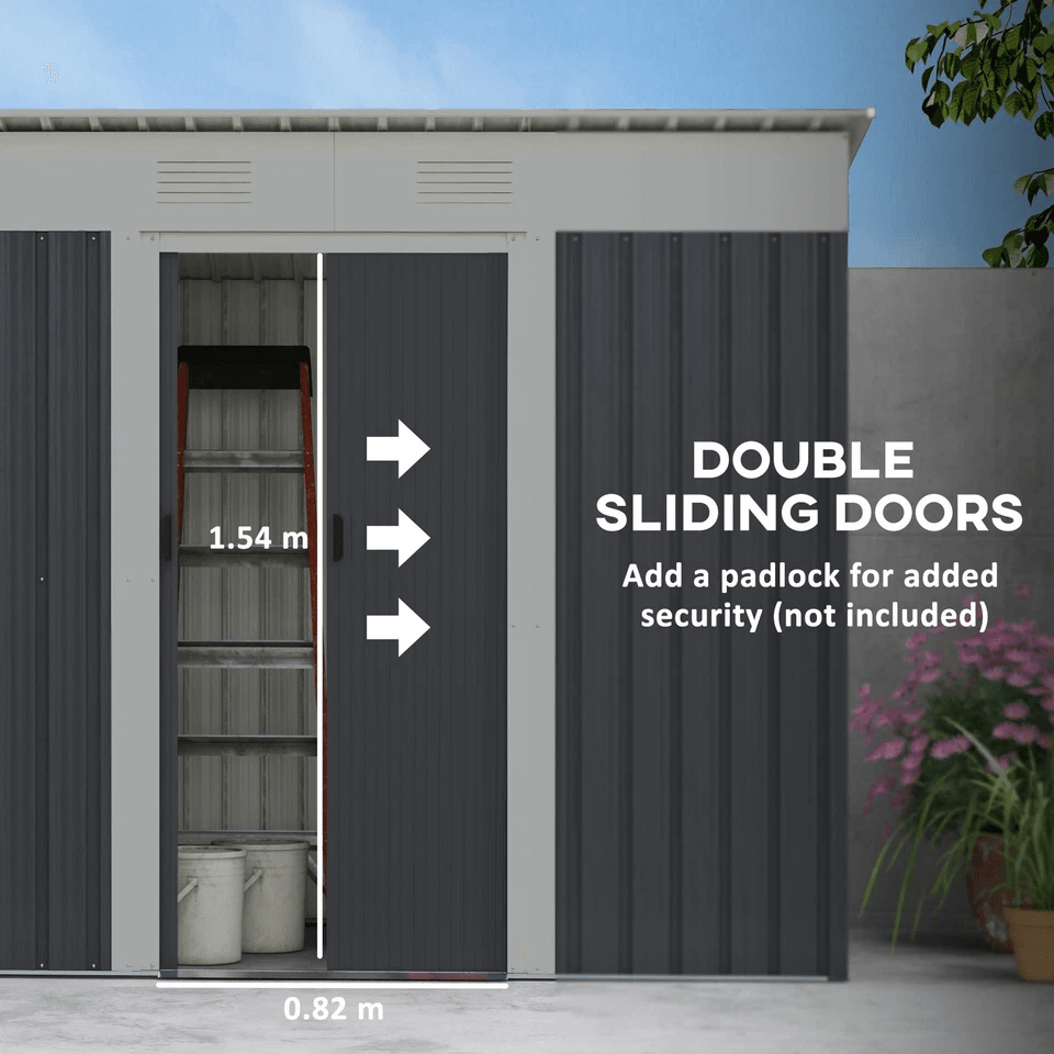 Metal Outdoor Storage Tool Garden Shed With Dual Air Vents For Backyard HeavyDuty WeatherResistant  3