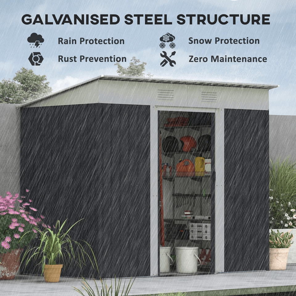 Metal Outdoor Storage Tool Garden Shed With Dual Air Vents For Backyard HeavyDuty WeatherResistant  9