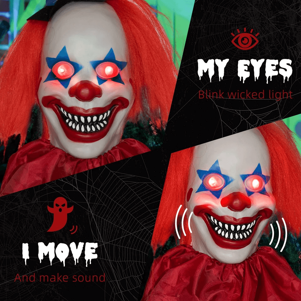 Sound Activated Hanging Clown Halloween Animatronic For Haunted Party Decoration 1