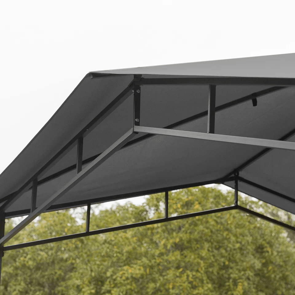 Soft Top Patio Outdoor Canopy Gazebo Tent Steel Frame Grey Fabric Cover For Backyard BBQ  Grill Pro 2