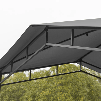 Soft Top Patio Outdoor Canopy Gazebo Tent Steel Frame Grey Fabric Cover For Backyard BBQ  Grill Pro 2