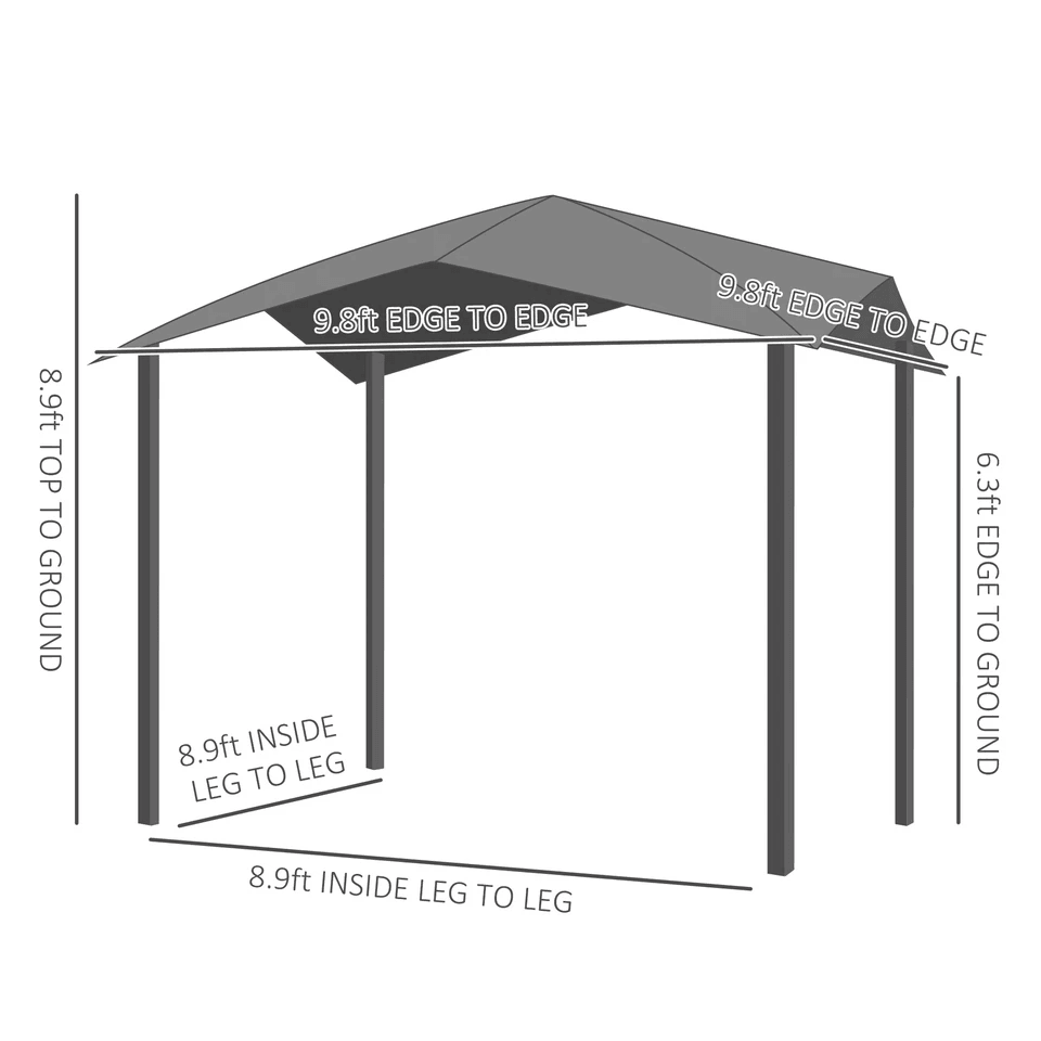 Soft Top Patio Outdoor Canopy Gazebo Tent Steel Frame Grey Fabric Cover For Backyard BBQ  Grill Pro 5