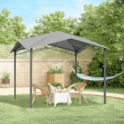 Soft Top Patio Outdoor Canopy Gazebo Tent, Steel Frame, Grey Fabric Cover for Backyard BBQ & Grill Protection