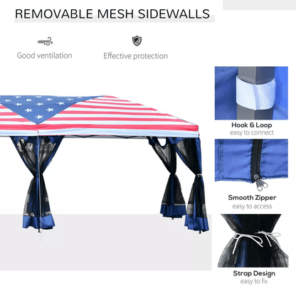 Pop Up Party Tent Gazebom Wedding Canopy With 6 Sidewalls  American Flag 4
