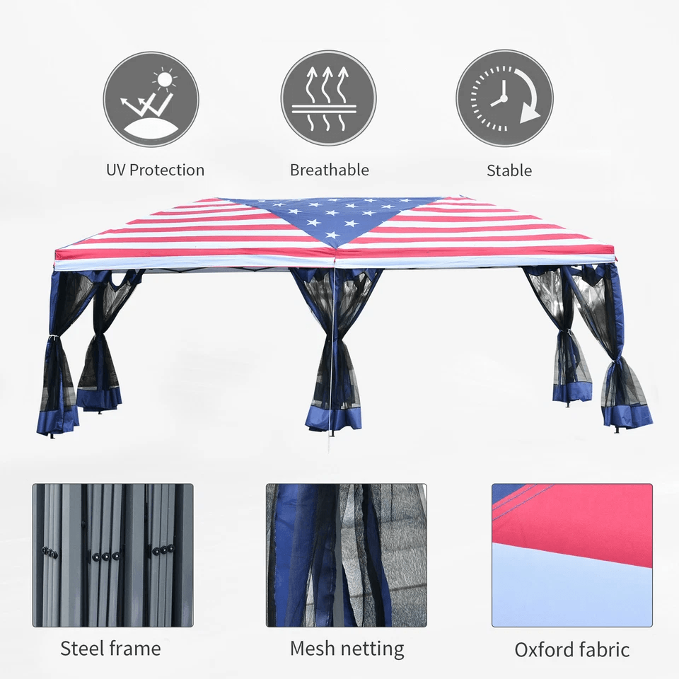 Pop Up Party Tent Gazebom Wedding Canopy With 6 Sidewalls  American Flag 3