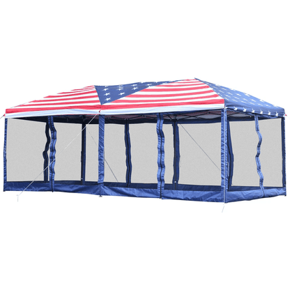 Pop Up Party Tent Gazebom Wedding Canopy With 6 Sidewalls  American Flag 1