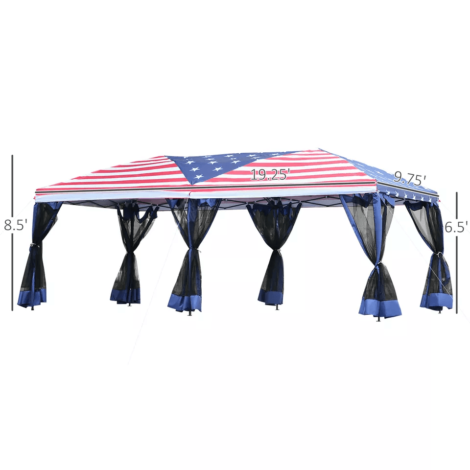 Pop Up Party Tent Gazebom Wedding Canopy With 6 Sidewalls  American Flag 5