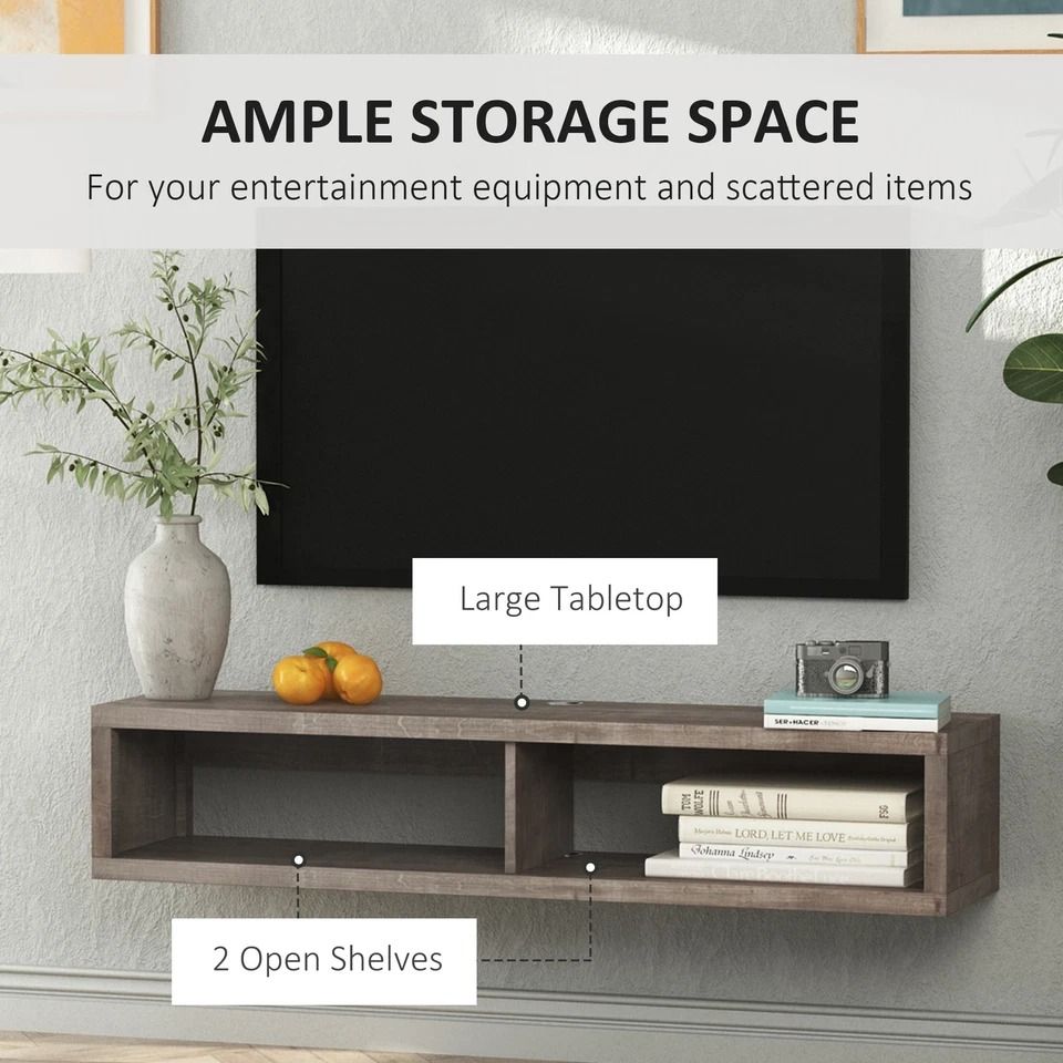 Dark Grey Floating TV Stand Entertainment Center Unit  Wall Mount Media Console With Storage For 50 4