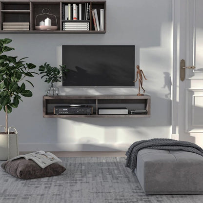 Dark Grey Floating TV Stand Entertainment Center Unit  Wall Mount Media Console With Storage For 50 1