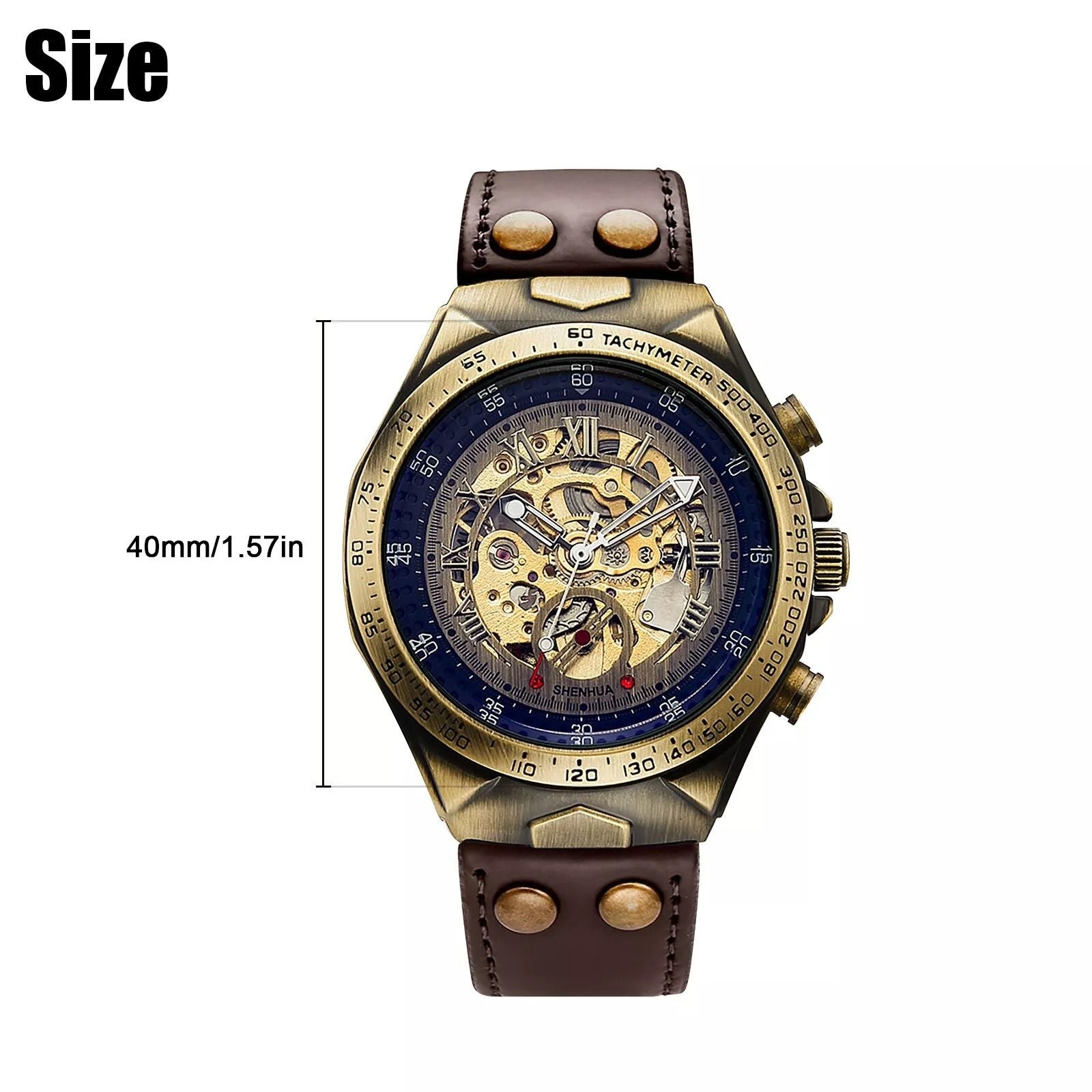 Elegant Retro Skeleton Dial Mens Watch Automatic Mechanical Movement  Premium Leather Strap 6