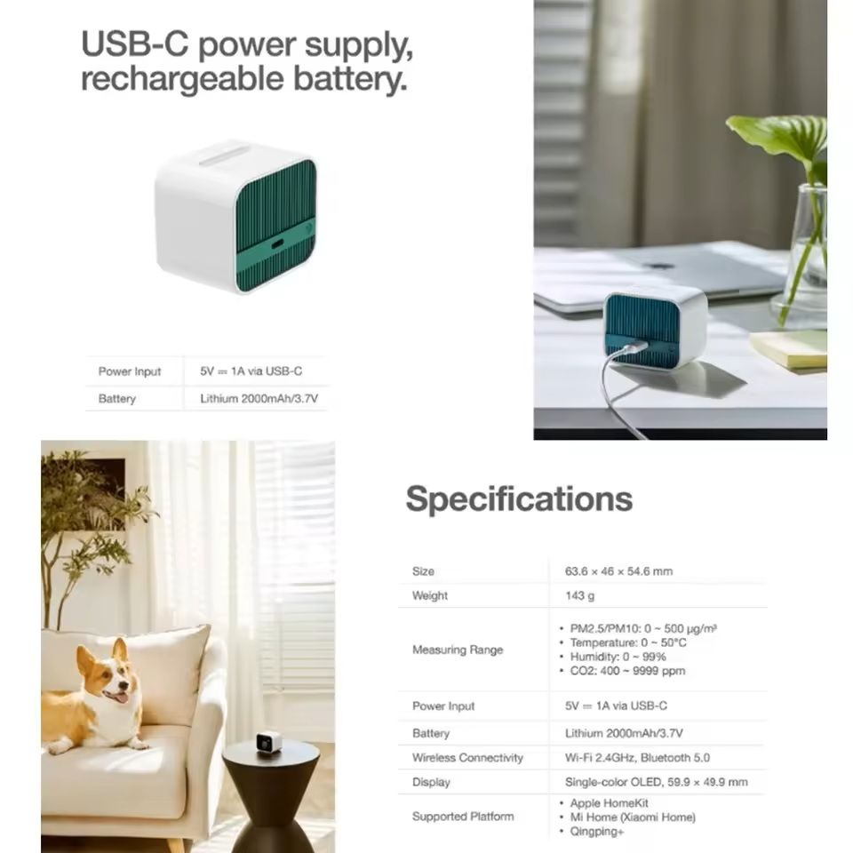 Smart Air Quality Monitor With CO2 PM25 And Temperature Sensors 2
