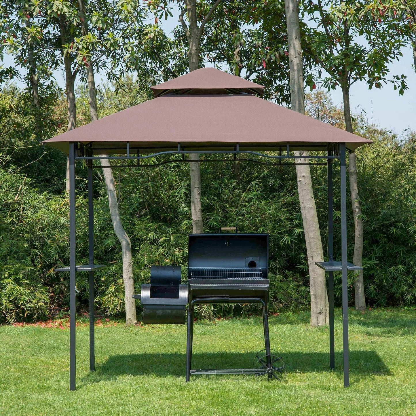 8-Foot Backyard BBQ Grill Canopy Cover – Two-Layered Smoke Vent Design for Ultimate Shade & Ventilation