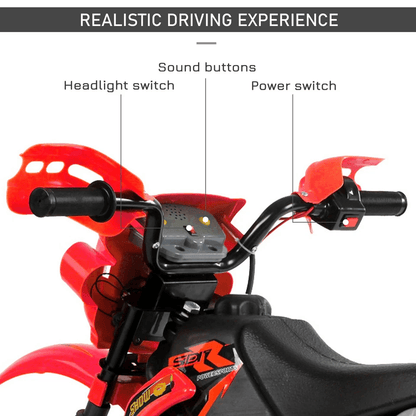 Electric Kid Ride On Dirt Bike Motorcycle Toy With Training Wheels Battery Powered 3
